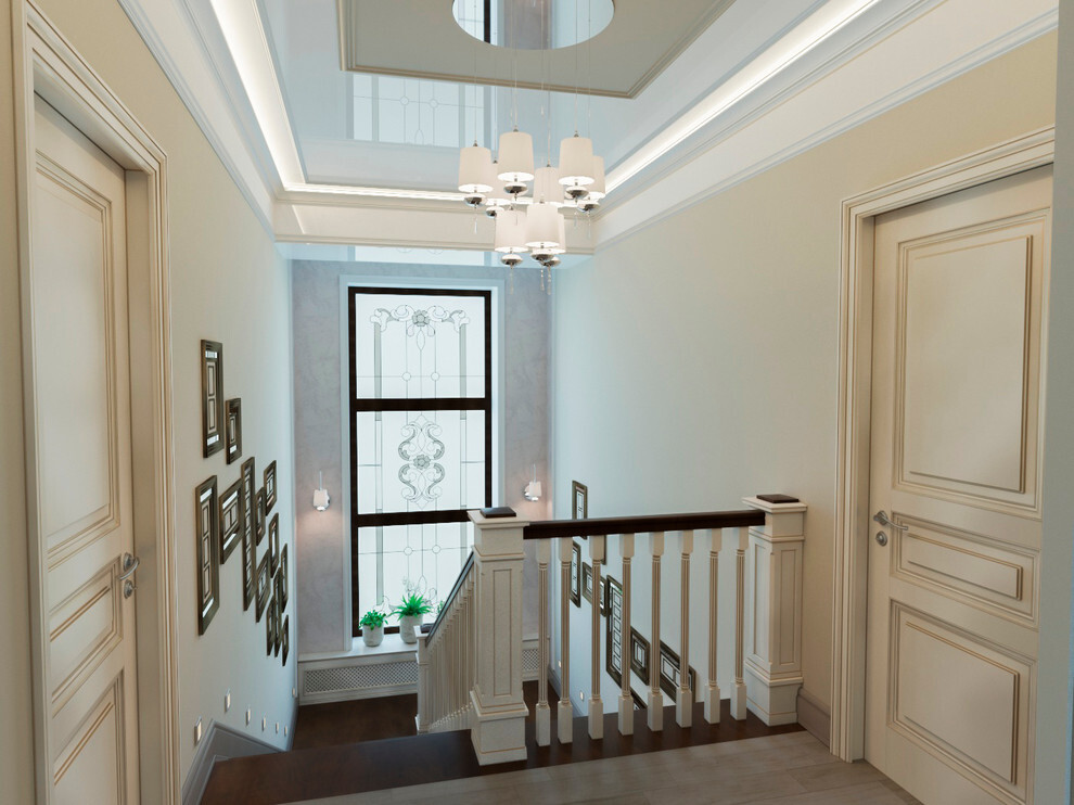 Интерьер коридора с подсветкой светодиодной в классическом стиле