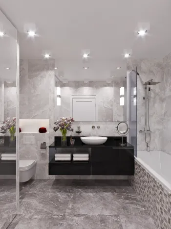 Интерьер ванной в современном стиле смотреть на Basicdecor