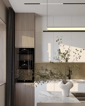 Интерьер кухни с нишей с подсветкой и с подсветкой  смотреть на Basicdecor