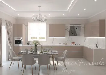 Интерьер кухни с кухней-нишей в неоклассике смотреть на Basicdecor