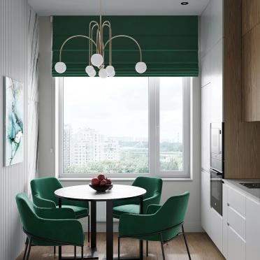 Интерьер кухни с жалюзи и дверными жалюзи  смотреть на Basicdecor
