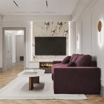 Интерьер гостиной cветильниками над кроватью и с подсветкой  смотреть на Basicdecor