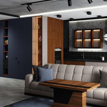 Интерьер гостиной с нишей с подсветкой и с подсветкой  смотреть на Basicdecor