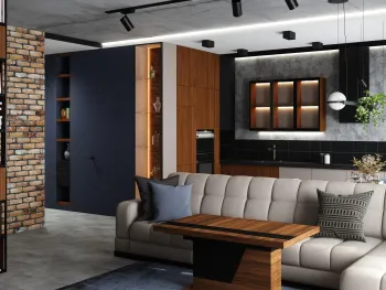 Интерьер гостиной с нишей с подсветкой и с подсветкой  смотреть на Basicdecor