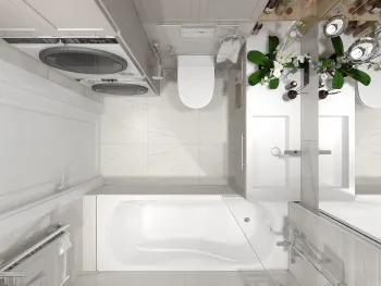 Интерьер ванной cовмещенным санузлом  смотреть на Basicdecor