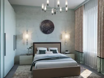 Интерьер спальни cветильниками над кроватью в неоклассике смотреть на Basicdecor
