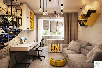 Интерьер детской c рабочим местом и для мальчика в стиле лофт смотреть на Basicdecor