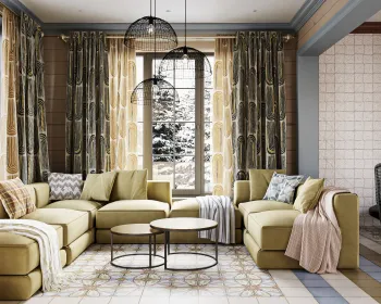 Интерьер гостиной с диваном у окна  смотреть на Basicdecor