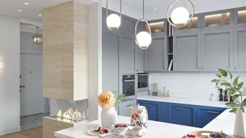 Интерьер кухни cветильниками над столом в современном стиле смотреть на Basicdecor