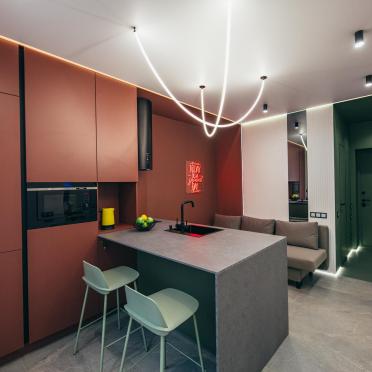 Интерьер кухни с подсветкой светодиодной  смотреть на Basicdecor
