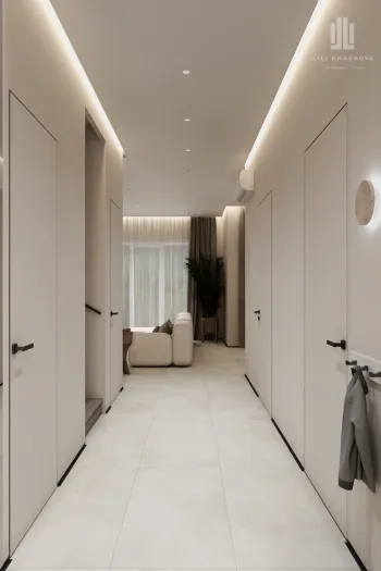 Интерьер с проходной, световыми линиями и с подсветкой  смотреть на Basicdecor