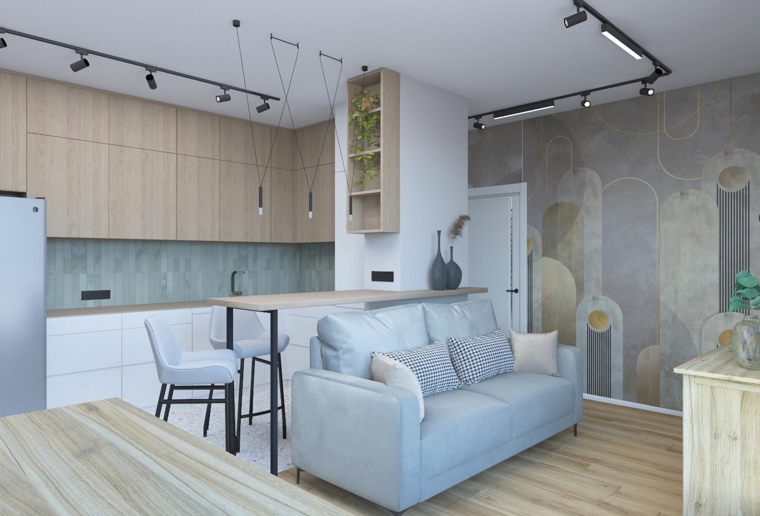 Интерьер кухни, проект «Квартира для пары» Интерьер кухни смотреть на Basicdecor