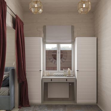 Интерьер спальни с жалюзи и дверными жалюзи  смотреть на Basicdecor