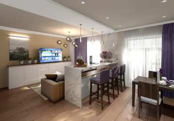 Интерьер кухни с барной стойкой  смотреть на Basicdecor