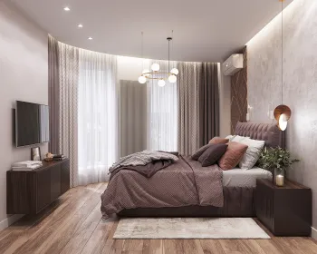 Интерьер спальни cветильниками над кроватью  смотреть на Basicdecor