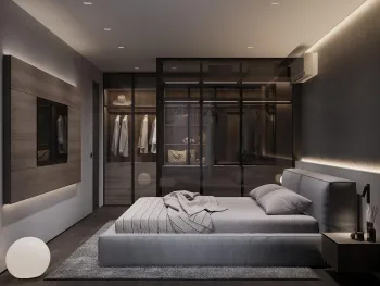 Интерьер спальни cветильниками над кроватью  смотреть на Basicdecor