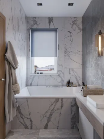 Интерьер ванной с жалюзи и дверными жалюзи  смотреть на Basicdecor