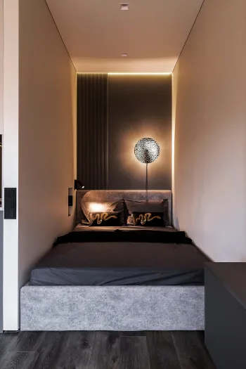 Интерьер спальни cветильниками над кроватью  смотреть на Basicdecor