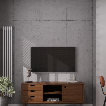 Интерьер с телевизором на рейках и телевизором на стене  смотреть на Basicdecor