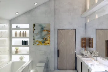 Интерьер ванной с проходной в современном стиле смотреть на Basicdecor