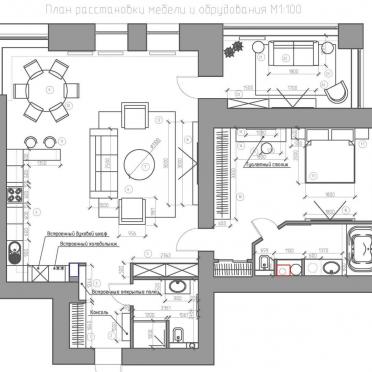 Интерьер с зонированием и проходной в современном стиле и в стиле фьюжн смотреть на Basicdecor