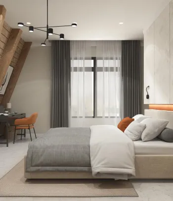Интерьер спальни cветильниками над кроватью  смотреть на Basicdecor