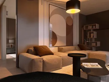 Интерьер гостиной c подсветкой  смотреть на Basicdecor