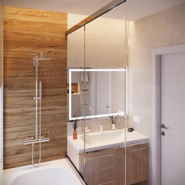 Интерьер ванной с зеркалом на двери  смотреть на Basicdecor