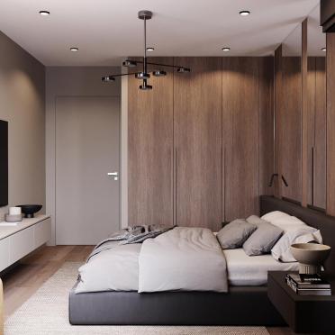 Интерьер спальни cветильниками над кроватью  смотреть на Basicdecor
