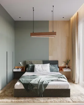 Интерьер спальни cветильниками над кроватью  смотреть на Basicdecor