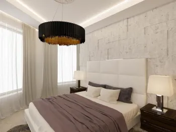 Интерьер спальни cветильниками над кроватью  смотреть на Basicdecor