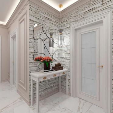 Дизайн коридора с декоративным камнем - 75 фото