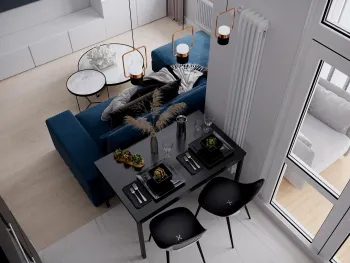 Интерьер гостиной cветильниками над столом  смотреть на Basicdecor