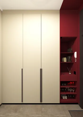 Интерьер прихожей с шкафами вокруг двери  смотреть на Basicdecor