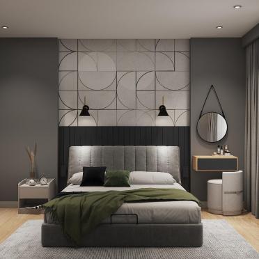 Интерьер спальни cветильниками над кроватью  смотреть на Basicdecor