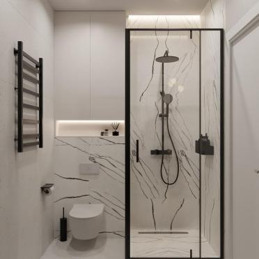 Интерьер ванной с душевой из плитки  смотреть на Basicdecor