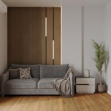 Интерьер с зонированием рейками  смотреть на Basicdecor