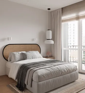 Интерьер спальни cветильниками над кроватью  смотреть на Basicdecor