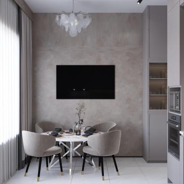 Интерьер кухни с телевизором на стене  смотреть на Basicdecor