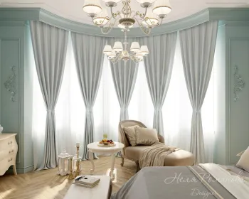 Интерьер спальни c эркером в классическом стиле смотреть на Basicdecor