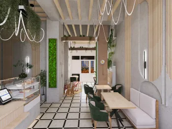 Интерьер кафе и ресторана в эко смотреть на Basicdecor