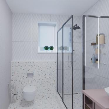 Интерьер ванной с душевой из плитки  смотреть на Basicdecor