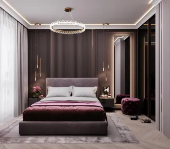Интерьер спальни cветильниками над кроватью  смотреть на Basicdecor