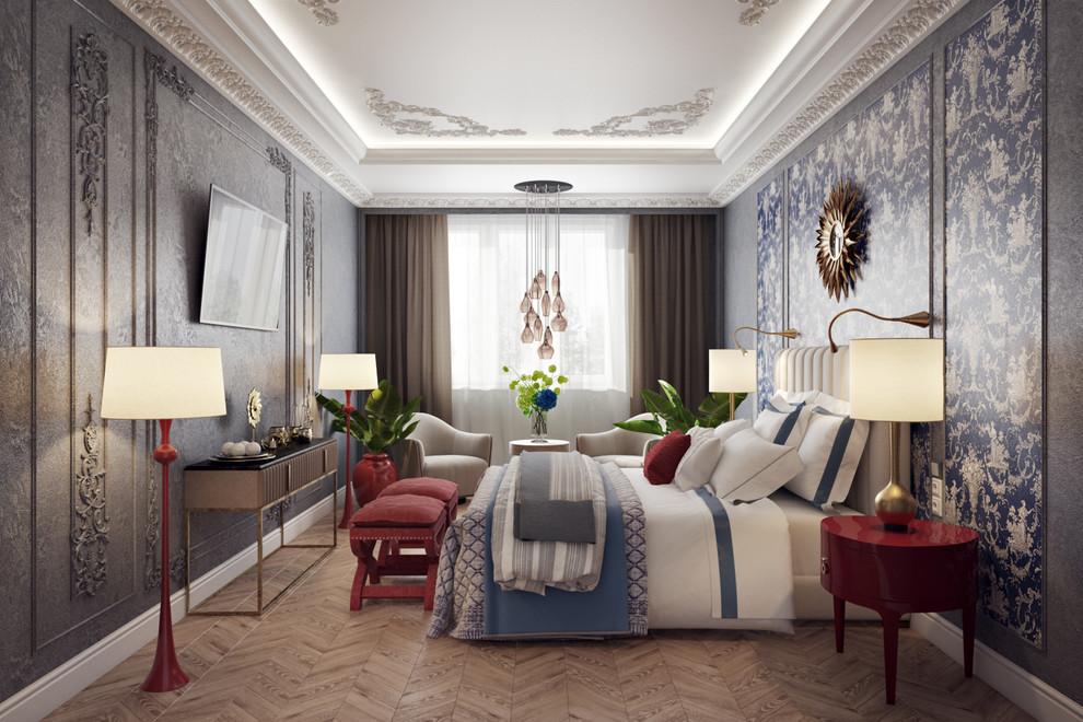 Интерьер спальни в неоклассике, в классическом стиле, в восточном стиле, ампире, рококо и готике
