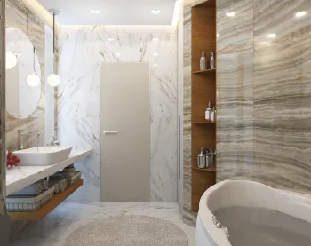 Интерьер ванной в современном стиле смотреть на Basicdecor