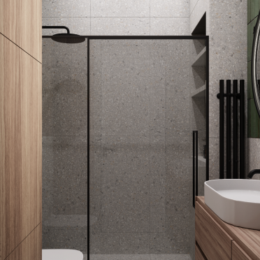 Интерьер ванной с душевой из плитки  смотреть на Basicdecor