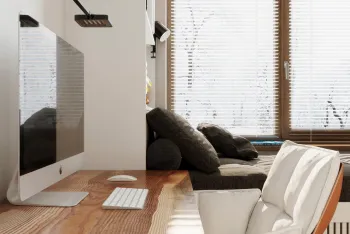 Интерьер c рабочим местом в современном стиле смотреть на Basicdecor