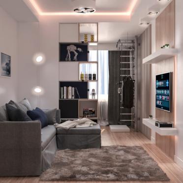 Интерьер гостиной с подсветкой светодиодной и с подсветкой  смотреть на Basicdecor
