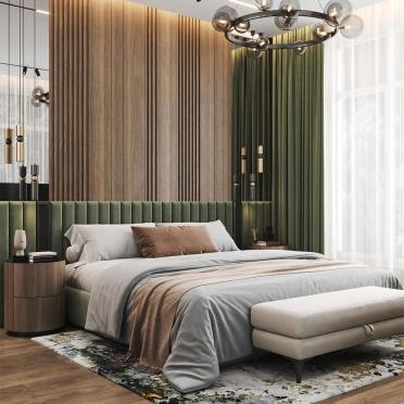 Интерьер спальни cветильниками над кроватью  смотреть на Basicdecor