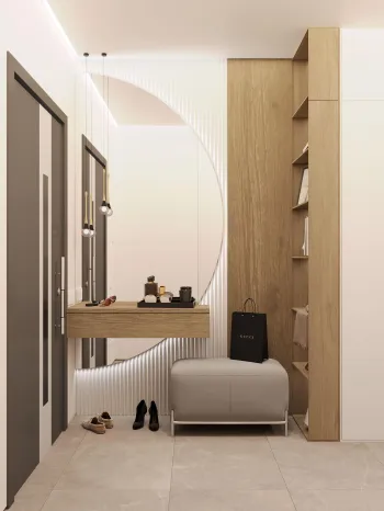 Интерьер прихожей с проходной и ресепшном  смотреть на Basicdecor